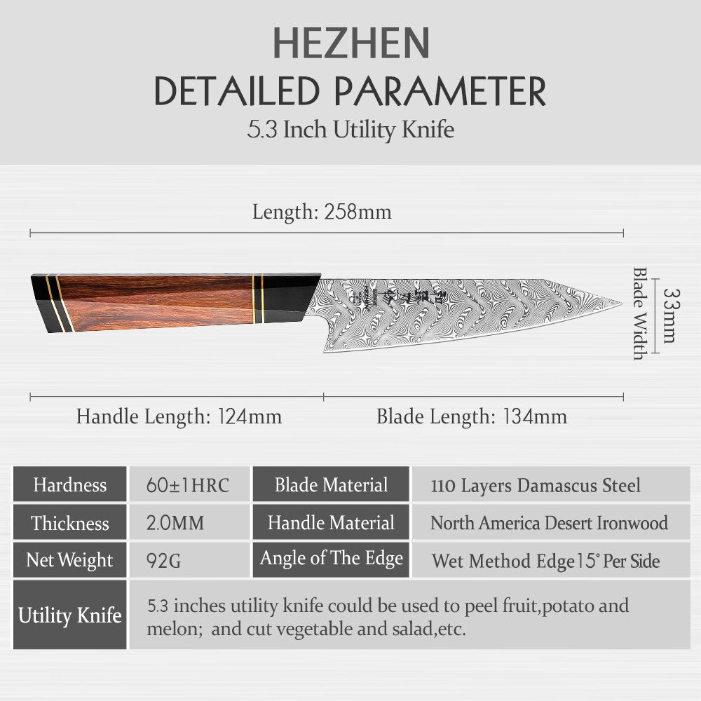 HEZHEN 5.3" Kurashikku Series Petty (Universalmesser)