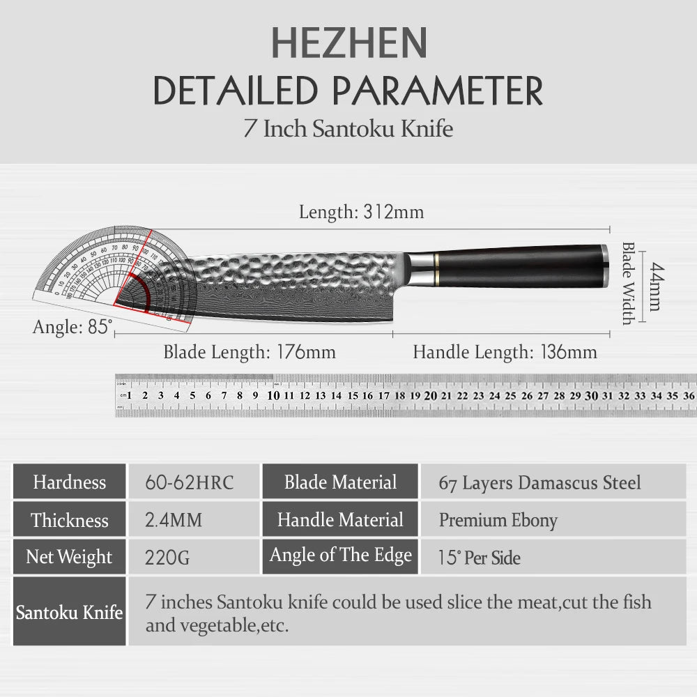 HEZHEN 7" Hammer Series Santoku Messer