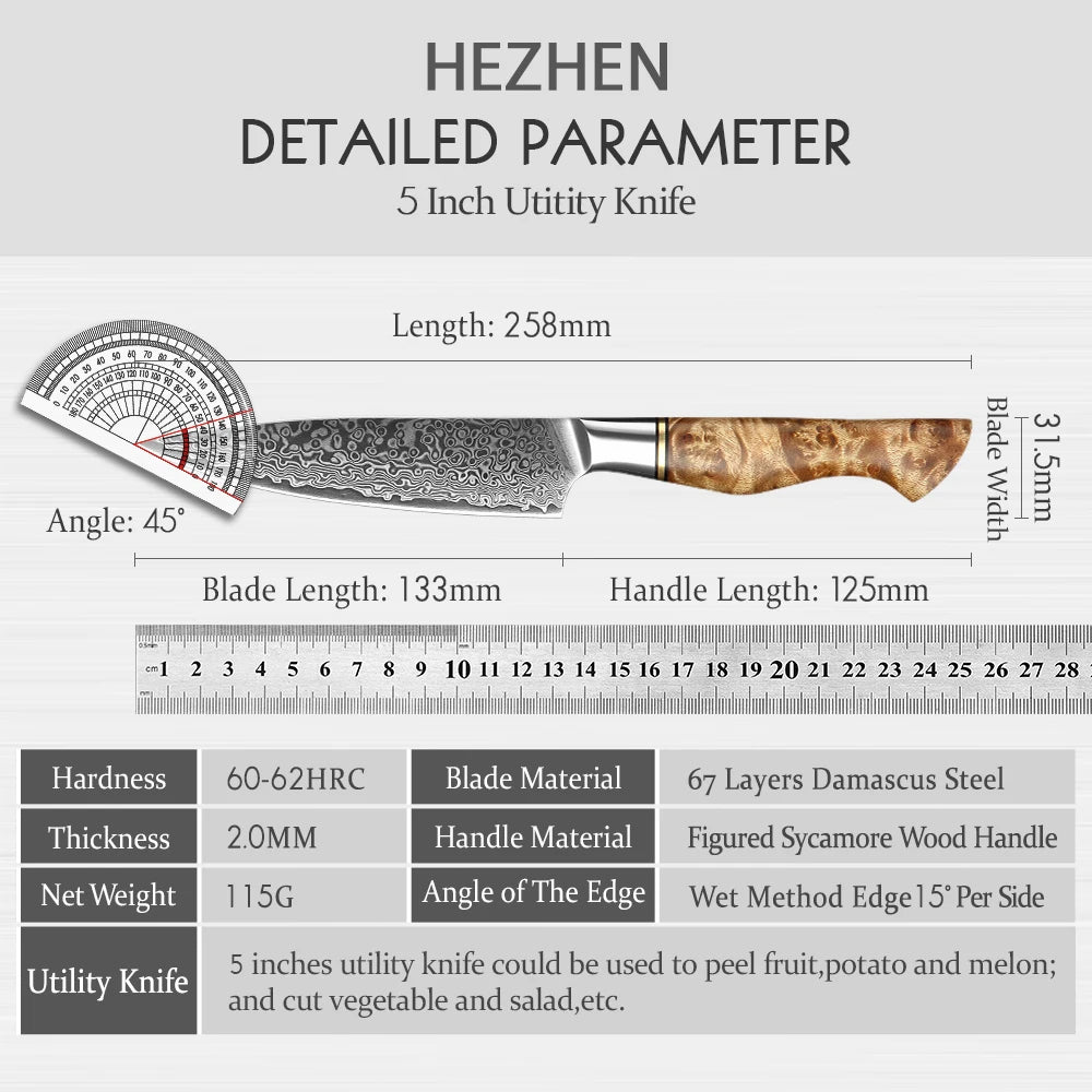 HEZHEN 5" (133MM) Master Series Petty (Universalmesser)