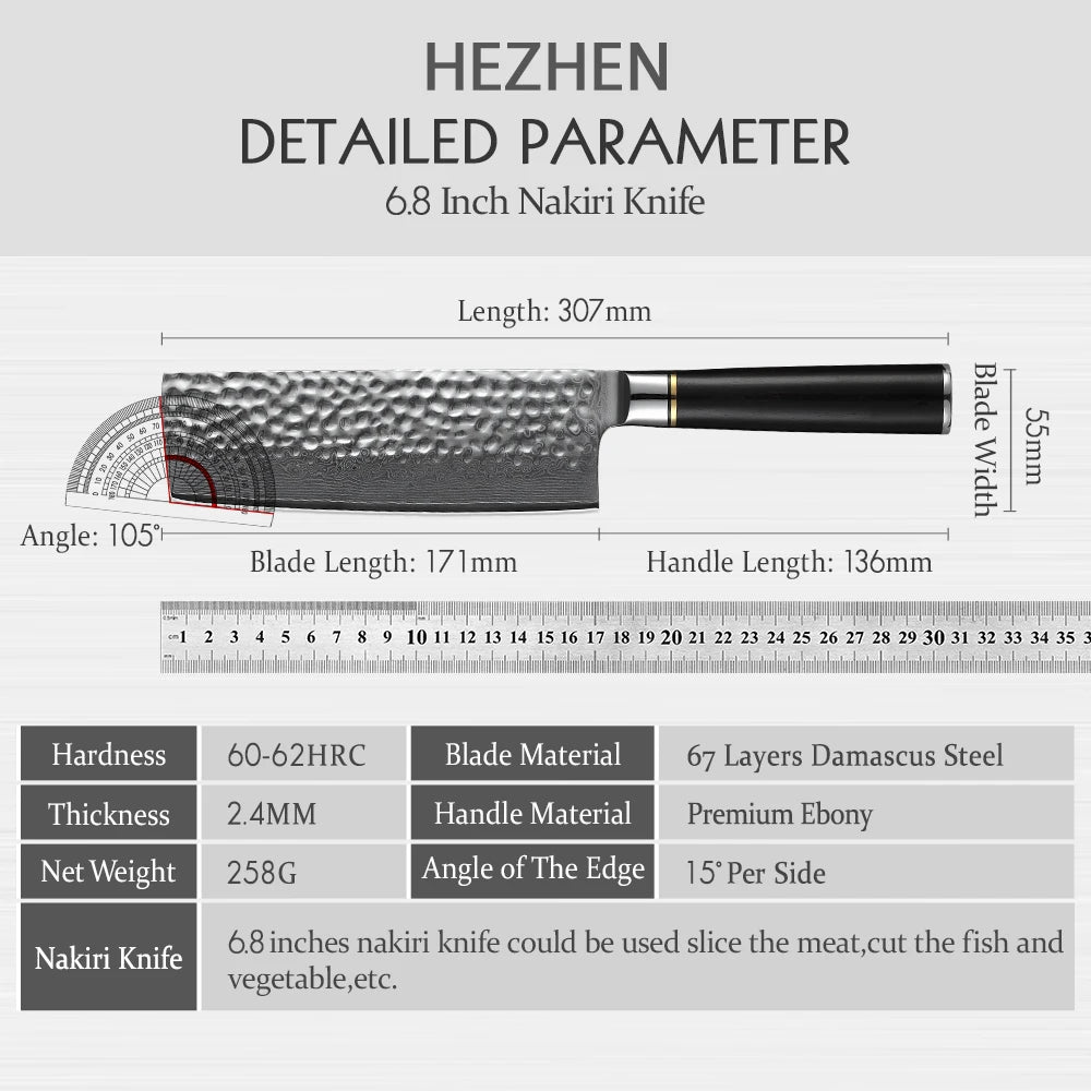 HEZHEN 6.8'' Hammer Series Nakiri Messer